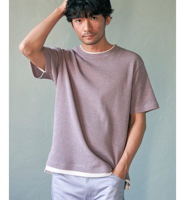 ikka「メランジワッフルフェイクT」|Tシャツ・カットソー|