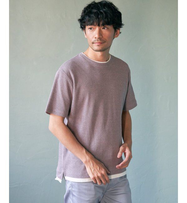 ikka「メランジワッフルフェイクT」|Tシャツ・カットソー|