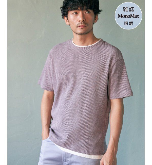 ikka「メランジワッフルフェイクT」|Tシャツ・カットソー|ピンク