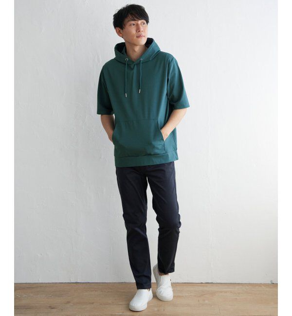 ikka「【接触冷感／抗菌防臭】GOKU楽セイケツ5分袖パーカー」|Tシャツ・カットソー|