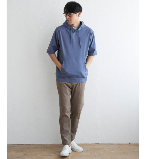 ikka「【接触冷感／抗菌防臭】GOKU楽セイケツ5分袖パーカー」|Tシャツ・カットソー|