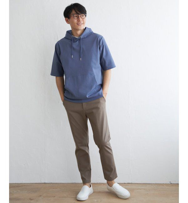 ikka「【接触冷感／抗菌防臭】GOKU楽セイケツ5分袖パーカー」|Tシャツ・カットソー|