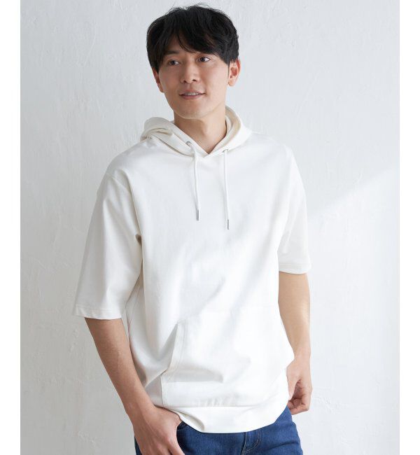 ikka「【接触冷感／抗菌防臭】GOKU楽セイケツ5分袖パーカー」|Tシャツ・カットソー|