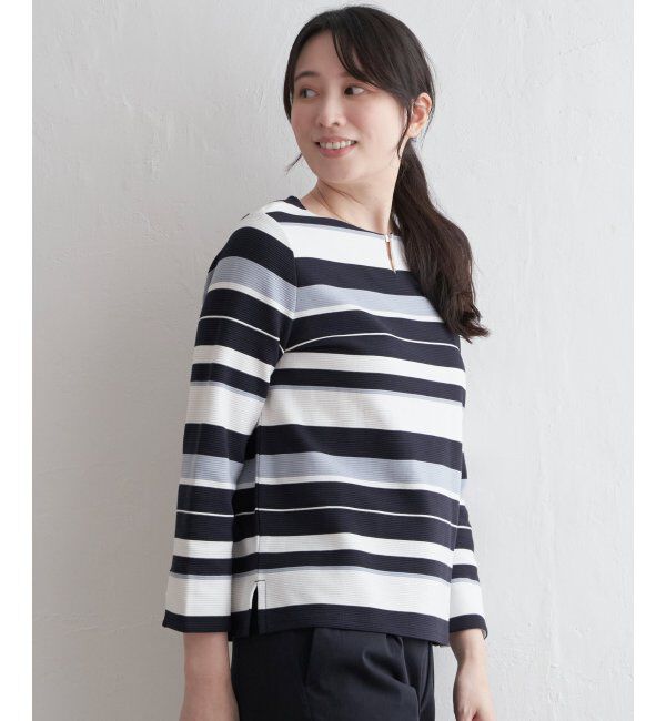 IKKA LOUNGE「テンカンボーダーキーネックプルオーバー」|Tシャツ・カットソー|