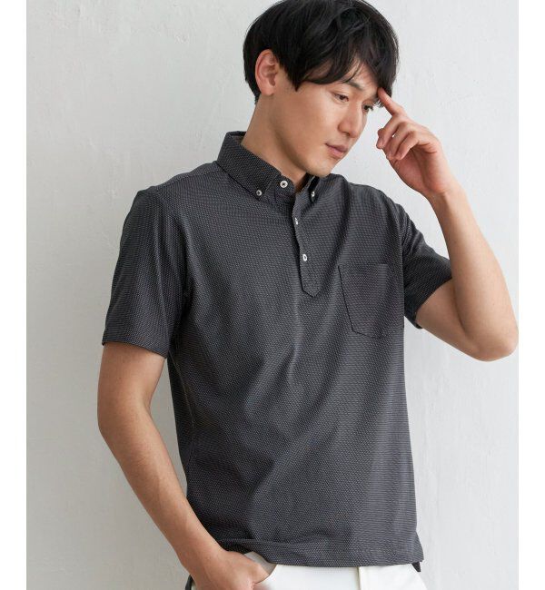 IKKA LOUNGE「【吸水速乾／イージーケア】アーバンドライボタンダウンポロシャツ」|Tシャツ・カットソー|チャコール