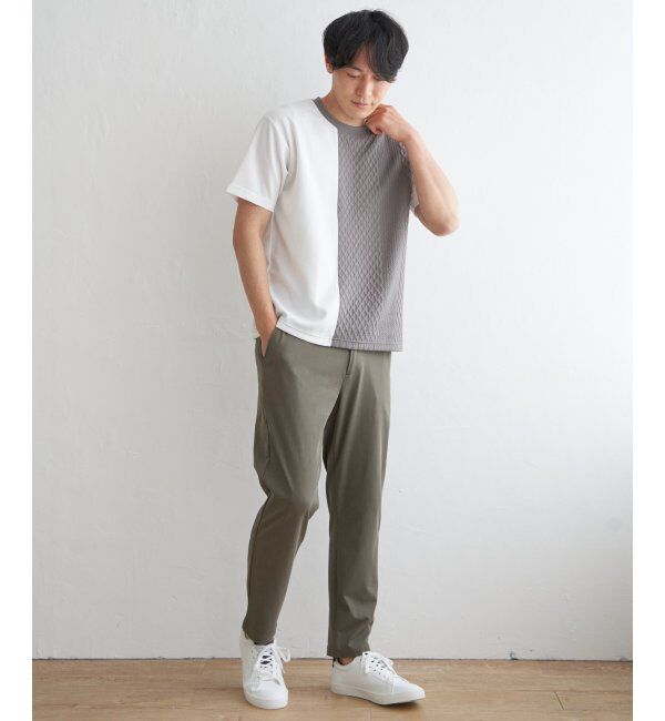 ikka「フクレジャガードワッフル切り替えTシャツ」|Tシャツ・カットソー|