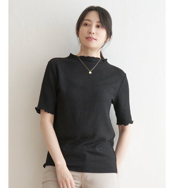 ikka「襟メロー半袖インナーTシャツ」|Tシャツ・カットソー|ブラック