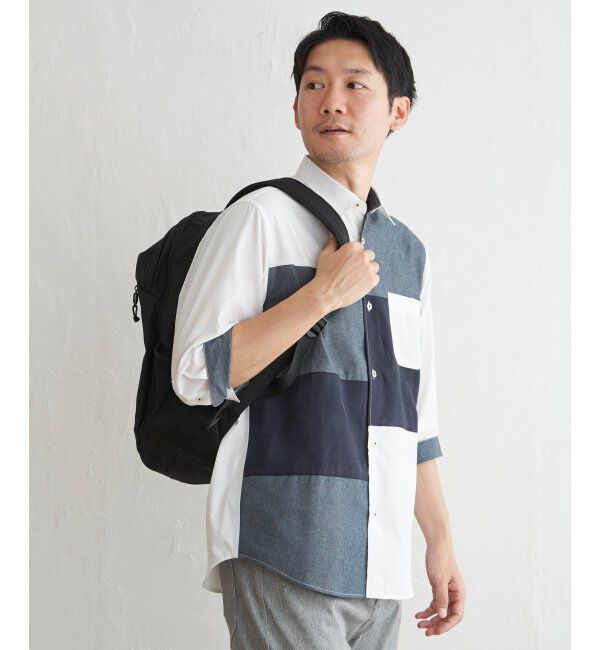 ikka「７ブブロックススエードキリカエＳＨ」|シャツ・ブラウス|ホワイト