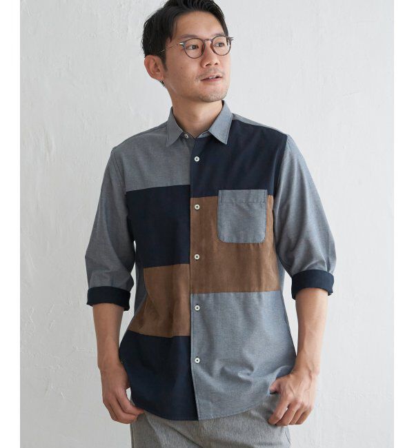 ikka「７ブブロックススエードキリカエＳＨ」|シャツ・ブラウス|