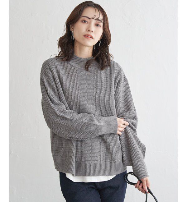 ikka「ラメ畦ハイネックニットプルオーバー」|プルオーバー|グレー