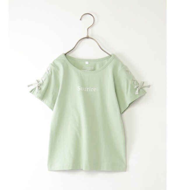 ikka kids「ソデギンガムレースアップＴ」|Tシャツ・カットソー|ミントグリーン
