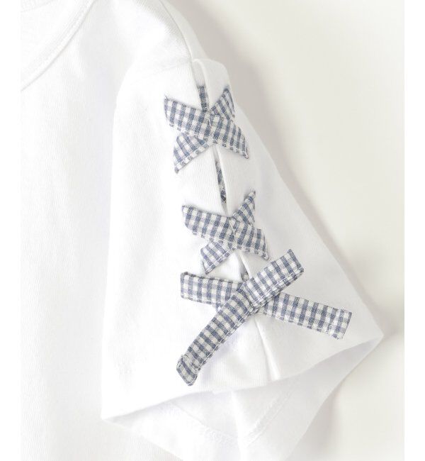 ikka kids「ソデギンガムレースアップＴ」|Tシャツ・カットソー|