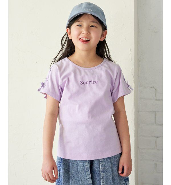 ikka kids「ソデギンガムレースアップＴ」|Tシャツ・カットソー|