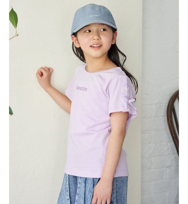 ikka kids「ソデギンガムレースアップＴ」|Tシャツ・カットソー|