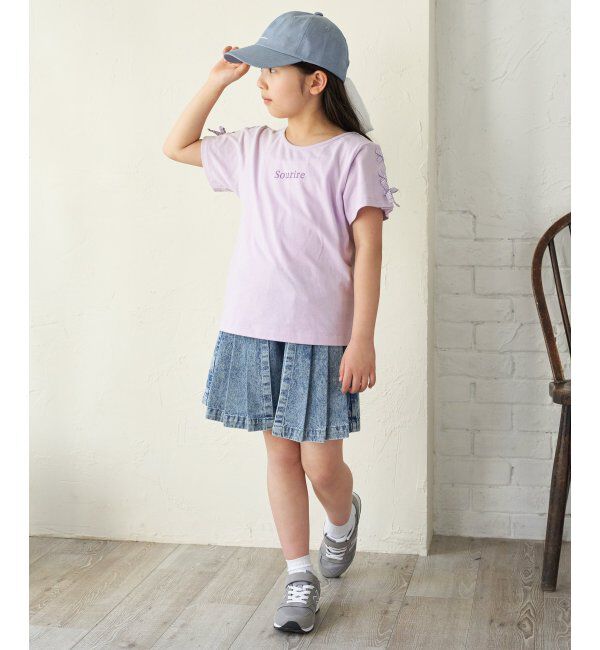 ikka kids「ソデギンガムレースアップＴ」|Tシャツ・カットソー|