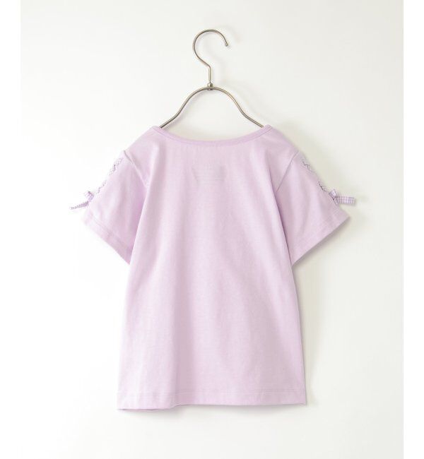 ikka kids「ソデギンガムレースアップＴ」|Tシャツ・カットソー|