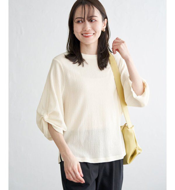 IKKA LOUNGE「ジャガードホイップスリーブプルオーバー」|Tシャツ・カットソー|オフホワイト