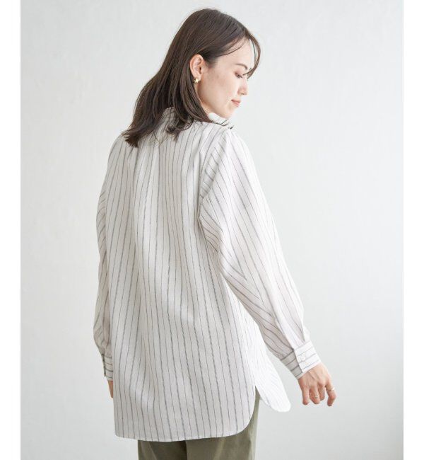 ikka「フレンチリネンMIX裾刺繍シャツ」|シャツ・ブラウス|