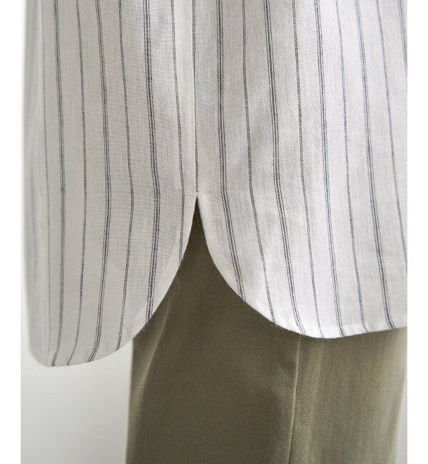 ikka「フレンチリネンMIX裾刺繍シャツ」|シャツ・ブラウス|