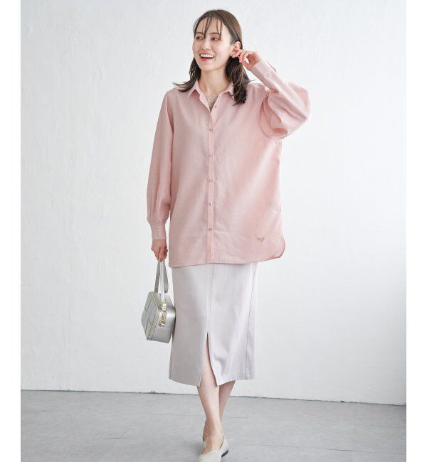 ikka「フレンチリネンMIX裾刺繍シャツ」|シャツ・ブラウス|