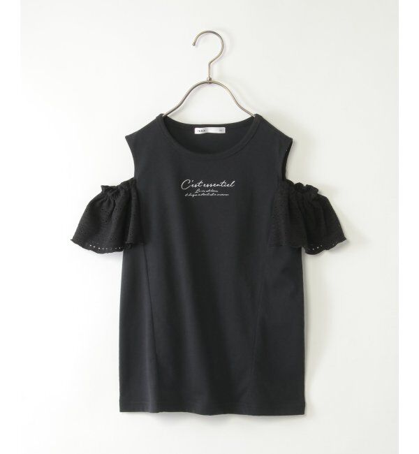 ikka kids「レース袖オフショルロゴTシャツ（120~160cm）」|Tシャツ・カットソー|