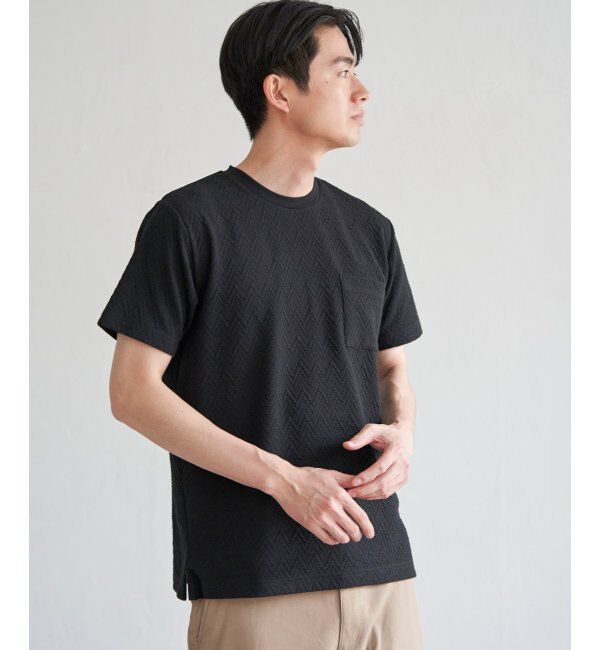 ikka「ヘリンボンフクレジャカードTシャツ」|Tシャツ・カットソー|