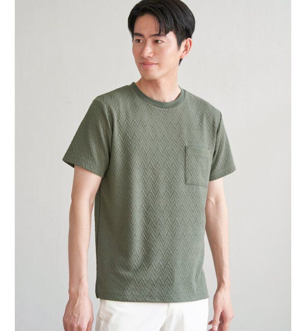 ikka「ヘリンボンフクレジャカードTシャツ」|Tシャツ・カットソー|