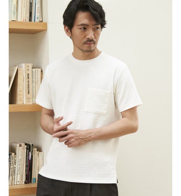 ikka「ヘリンボンフクレジャカードTシャツ」|Tシャツ・カットソー|