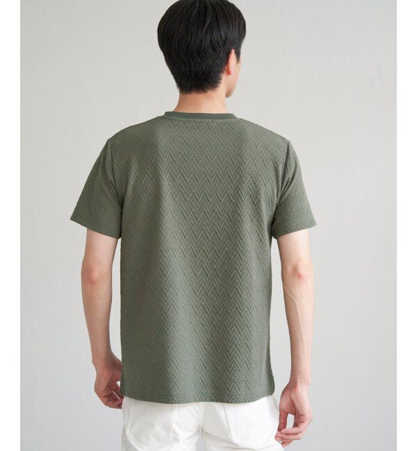 ikka「ヘリンボンフクレジャカードTシャツ」|Tシャツ・カットソー|