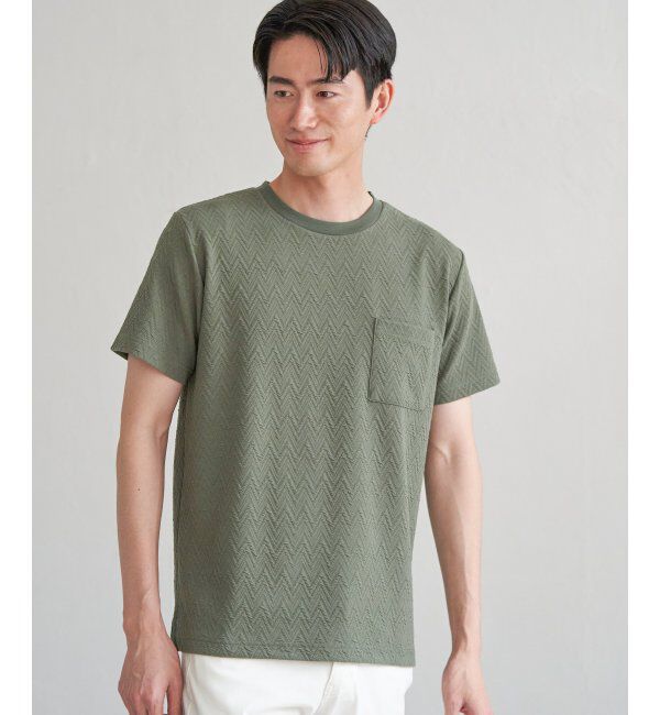 ikka「ヘリンボンフクレジャカードTシャツ」|Tシャツ・カットソー|