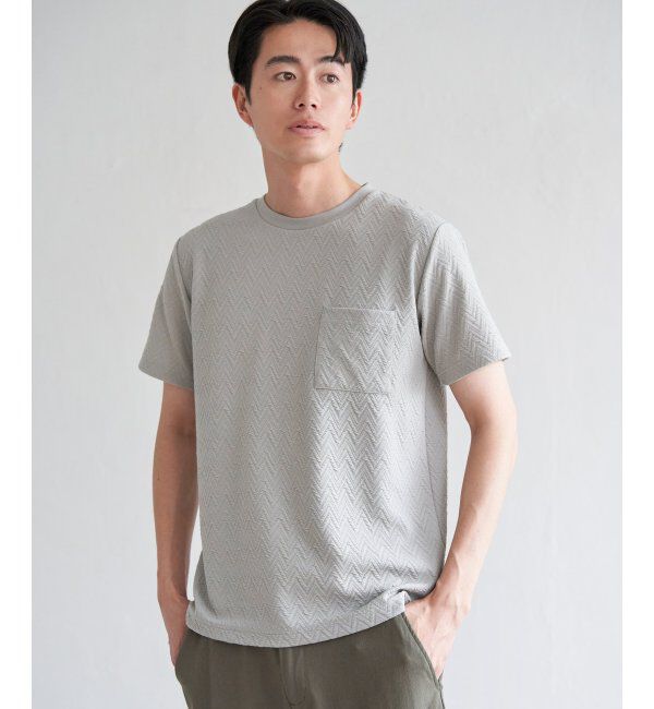 ikka「ヘリンボンフクレジャカードTシャツ」|Tシャツ・カットソー|グレー