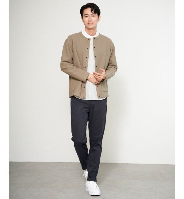 ikka「ボンディングクルーネックカーデ」|カーディガン|