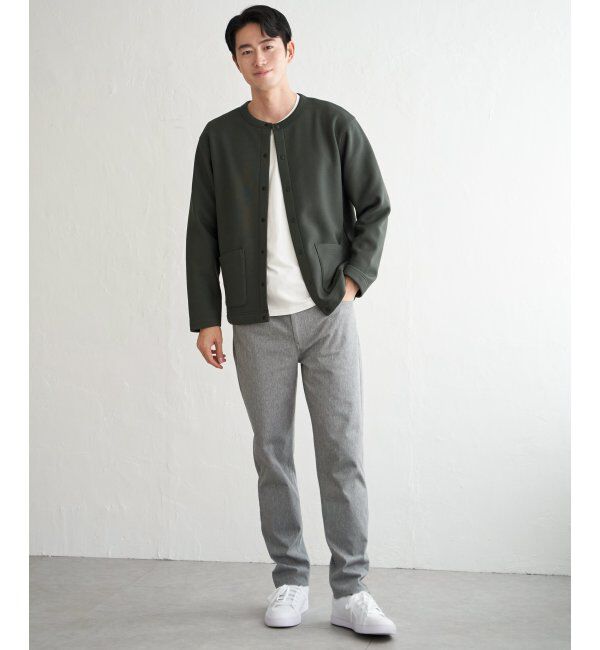 ikka「ボンディングクルーネックカーデ」|カーディガン|