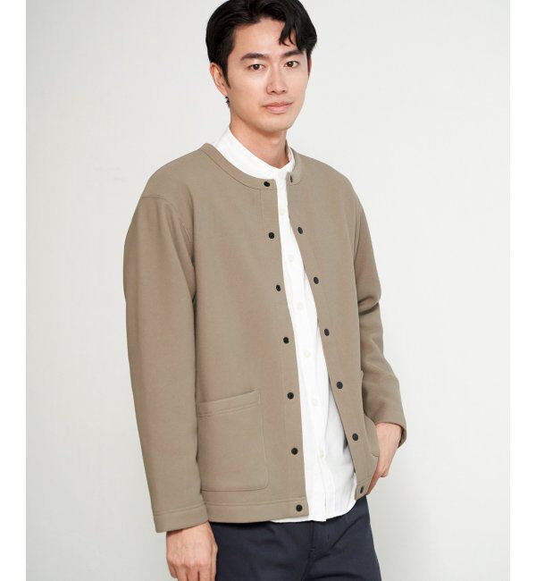 ikka「ボンディングクルーネックカーデ」|カーディガン|ベージュ