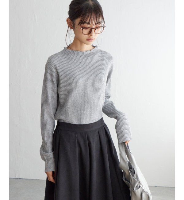 Lbc with Life「襟フリルリブニット」|カーディガン|