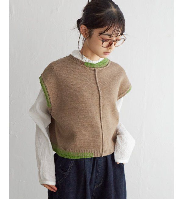 Lbc with Life「アシメハンドステッチニットベスト」|ニット・セーター|