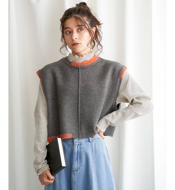 Lbc with Life「アシメハンドステッチニットベスト」|ニット・セーター|