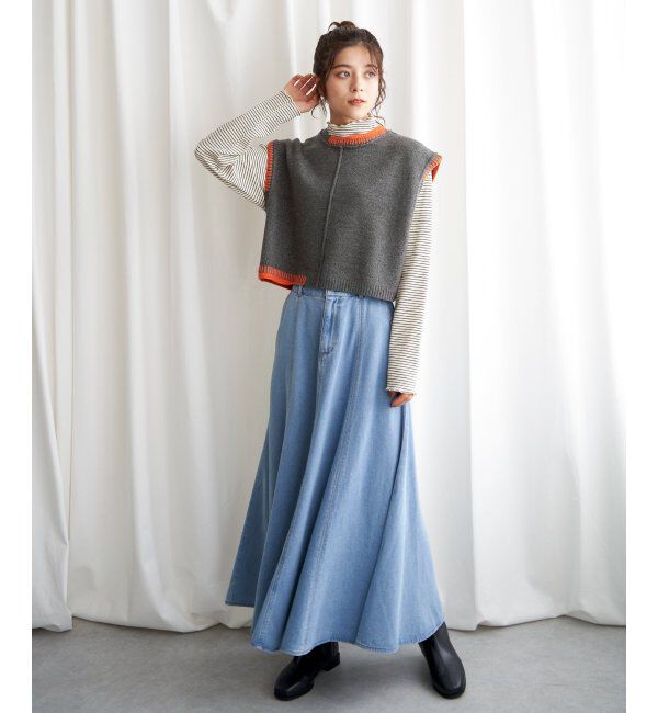 Lbc with Life「アシメハンドステッチニットベスト」|ニット・セーター|