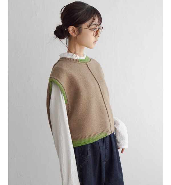 Lbc with Life「アシメハンドステッチニットベスト」|ニット・セーター|