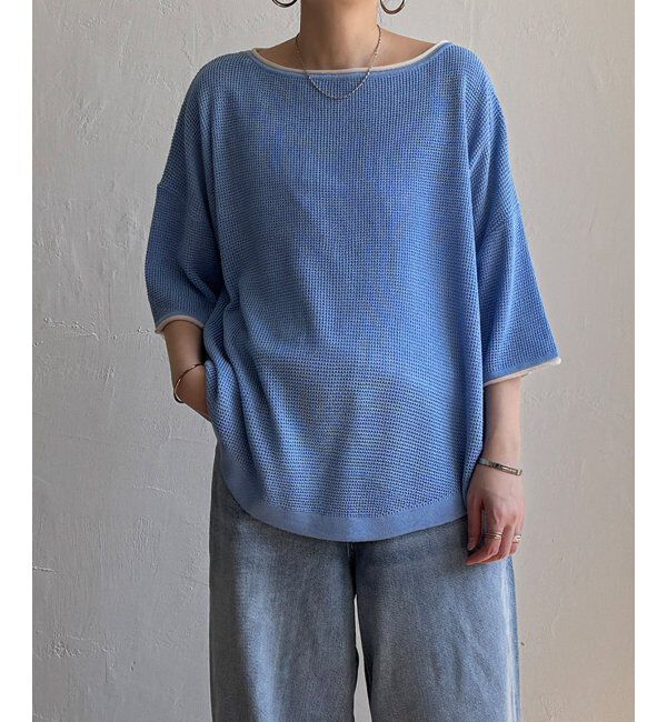 Lbc with Life「ラーベン編みバックボタンプルオーバー」|カーディガン|スカイブルー