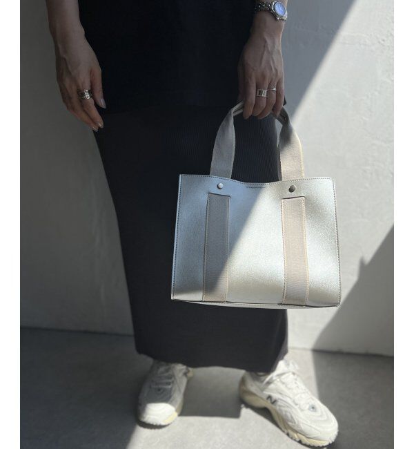 Lbc with Life「合皮テープハンドルミニトートバッグ」|その他|シルバー