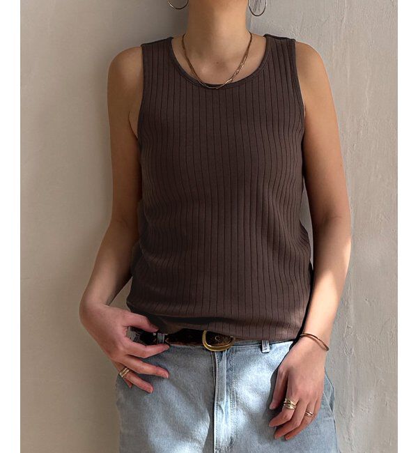 Lbc with Life「コットンUSA針抜きタンクトップ 25」|キャミソール|ブラウン