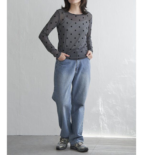 VENCE share style「シアーフラワーフロッキープルオーバー」|Tシャツ・カットソー|