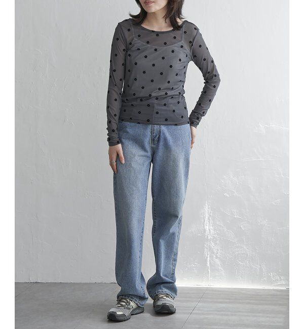 VENCE share style「シアーフラワーフロッキープルオーバー」|Tシャツ・カットソー|