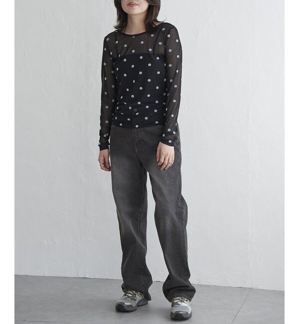 VENCE share style「シアーフラワーフロッキープルオーバー」|Tシャツ・カットソー|