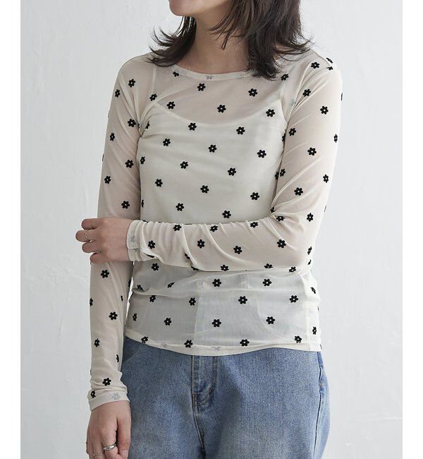 VENCE share style「シアーフラワーフロッキープルオーバー」|Tシャツ・カットソー|