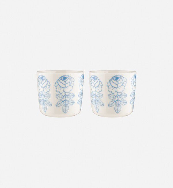 Marimekko「【日本限定】Vihkiruusu コーヒーカップセット（ハンドルなし）200ml」|その他|ﾎﾜｲﾄ&times;ﾗｲﾄﾌﾞﾙｰ