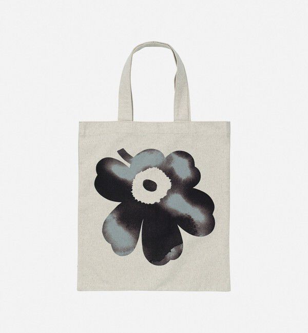 Marimekko「Vankka Akvarelli Unikko Placement トートバッグ」|トートバッグ|ブラック&times;グレー