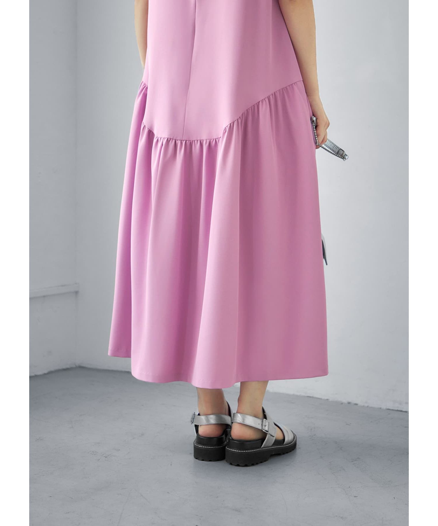 STYLE DELI「両サイドラウンドギャザーロングワンピース」|ワンピース|