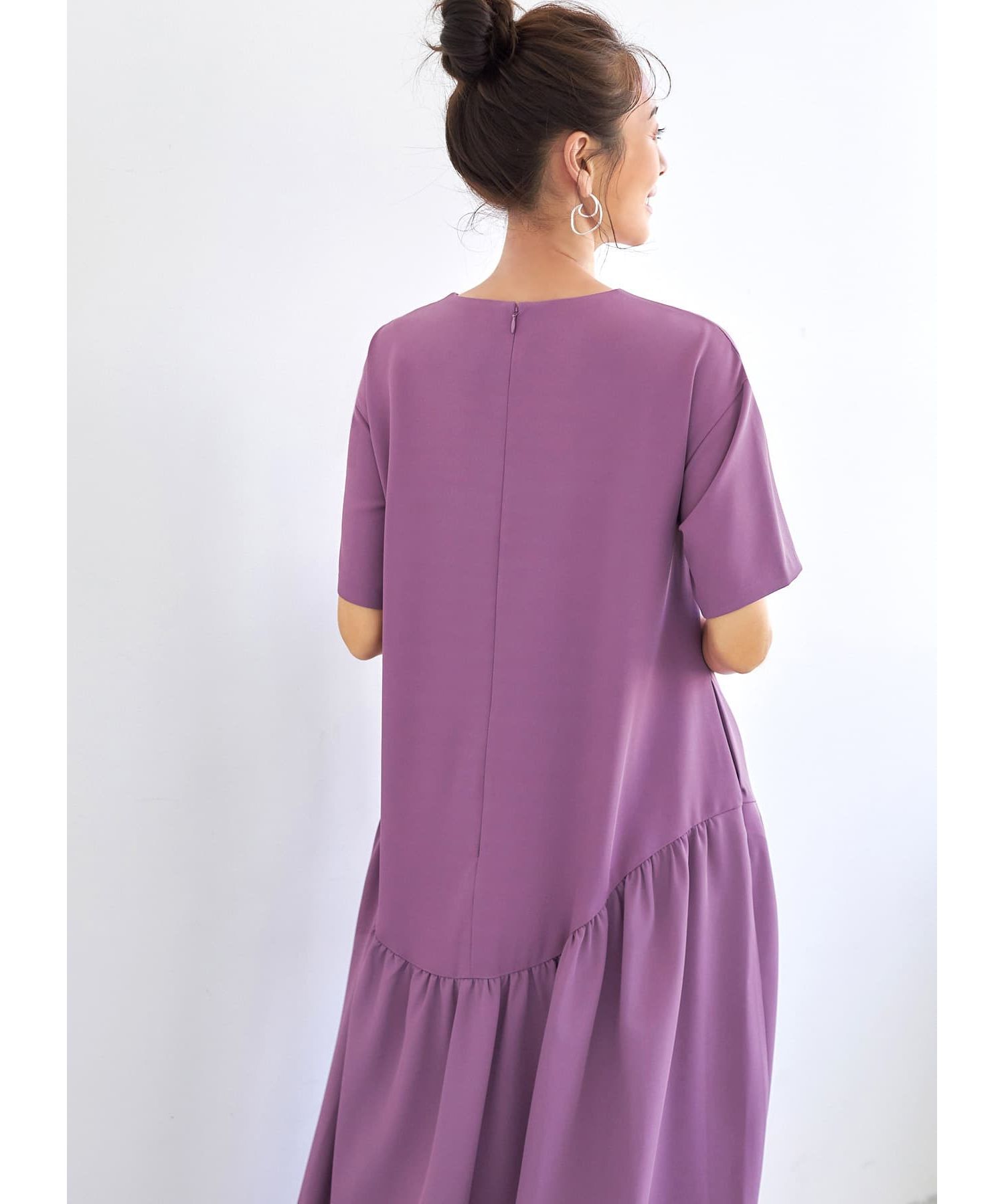 STYLE DELI「両サイドラウンドギャザーロングワンピース」|ワンピース|